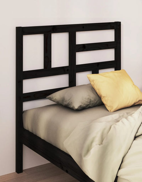 Încărcați imaginea în vizualizatorul Galerie, Tăblie de pat, negru, 96x4x104 cm, lemn masiv de pin - Lando
