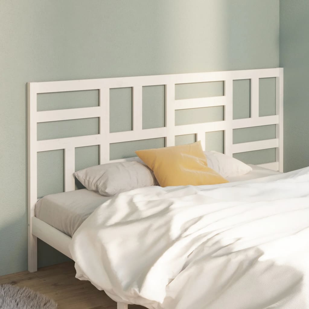 Tăblie de pat, alb, 206x4x104 cm, lemn masiv de pin - Lando