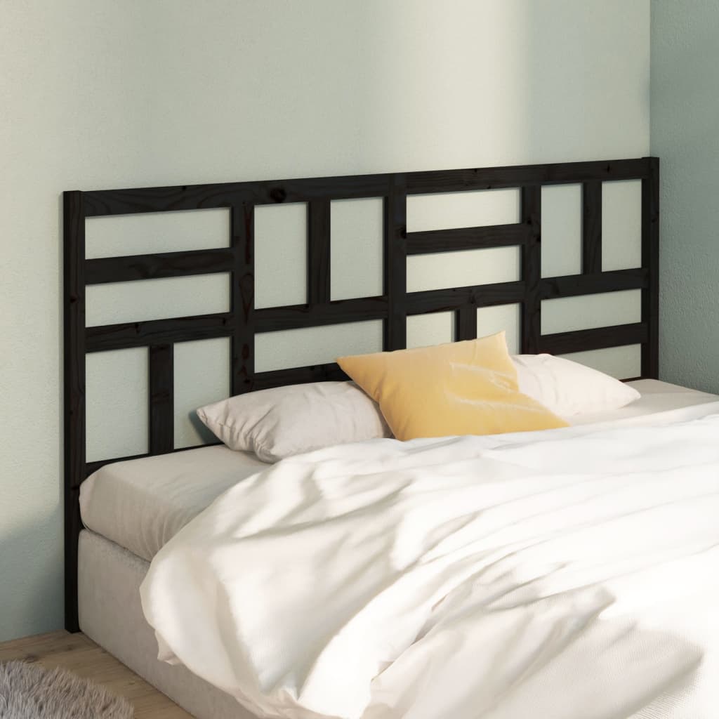 Tăblie de pat, negru, 206x4x104 cm, lemn masiv de pin - Lando
