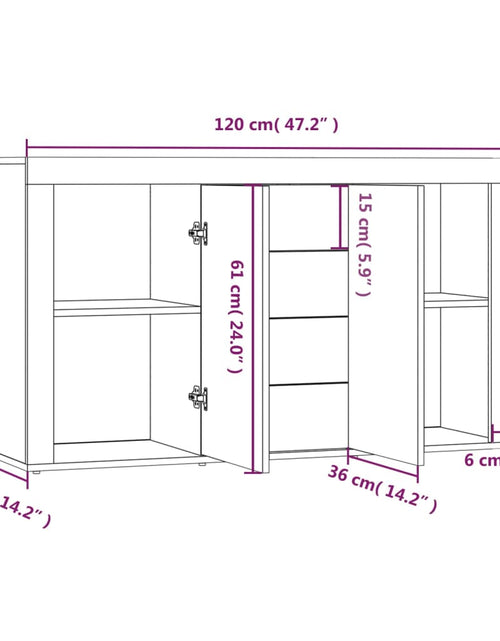 Încărcați imaginea în vizualizatorul Galerie, Servantă, stejar fumuriu, 120x36x69 cm, lemn compozit - Lando
