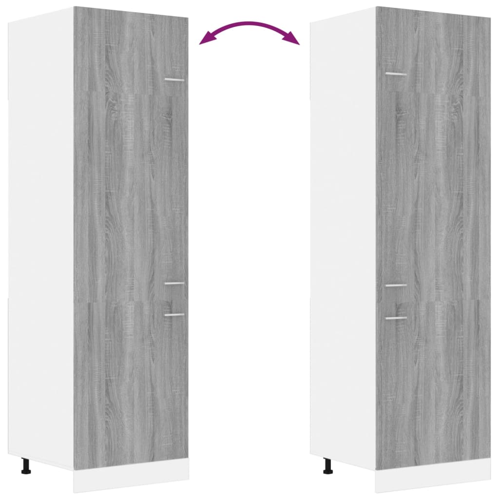 Dulap de frigider, gri sonoma, 60x57x207 cm, lemn prelucrat - Lando