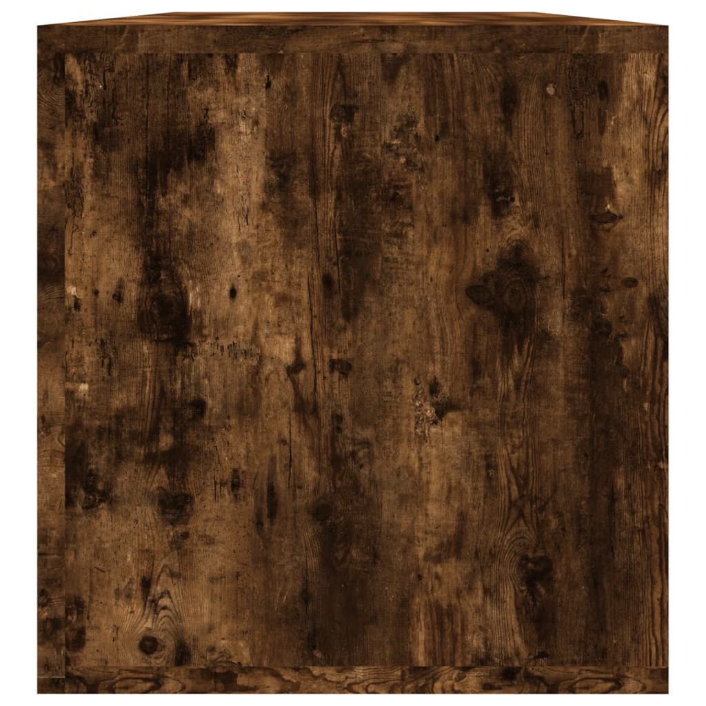 Cutie de depozitare viniluri, stejar fumuriu, 71x34x36 cm, lemn - Lando