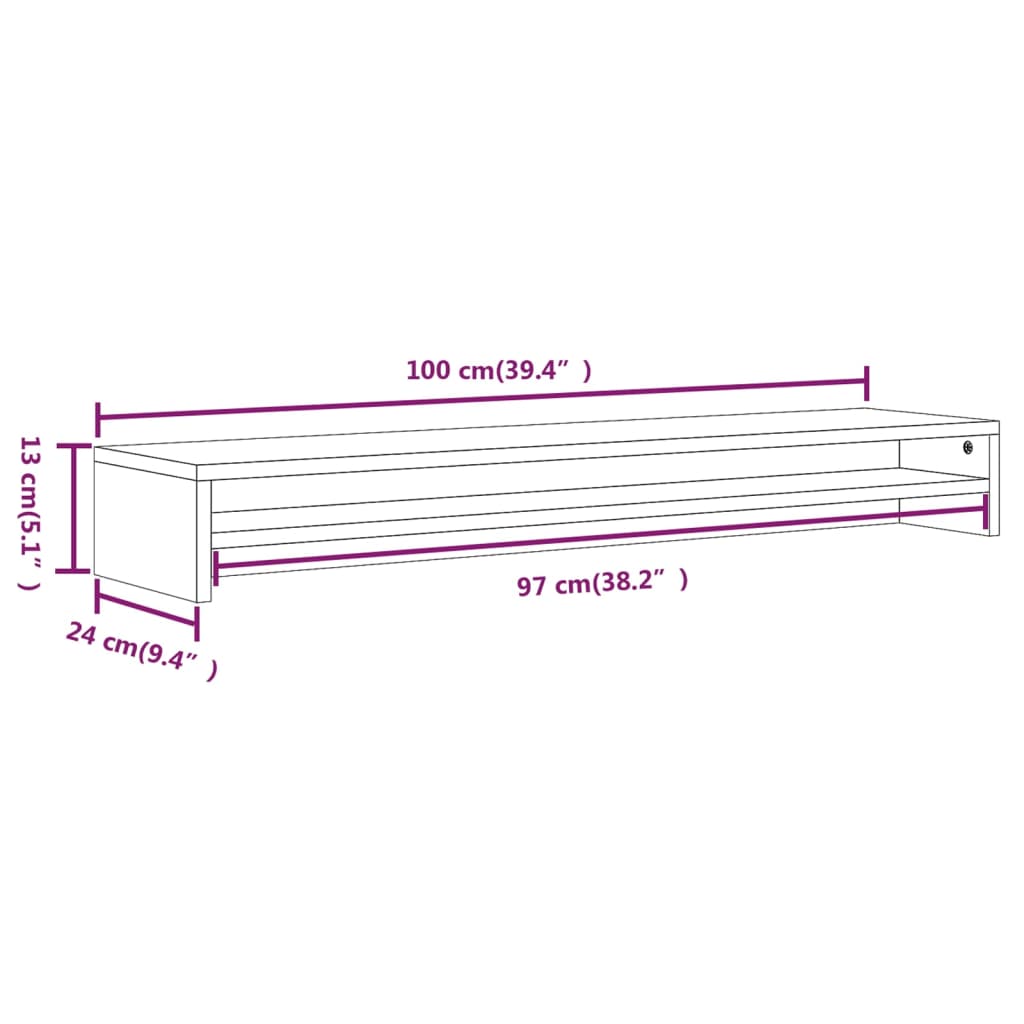 Suport pentru monitor gri sonoma 100x24x13 cm lemn prelucrat Lando - Lando