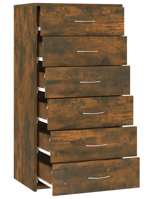 Încărcați imaginea în vizualizatorul Galerie, Servantă cu 6 sertare, stejar fumuriu, 50x34x96 cm, lemn Lando - Lando
