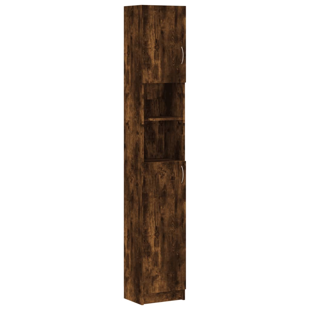 Dulap de baie, stejar fumuriu, 32x25,5x190 cm, lemn prelucrat - Lando