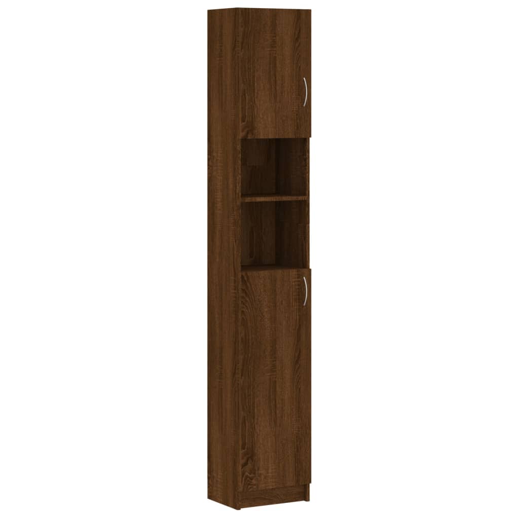 Dulap de baie, stejar maro, 32x25,5x190 cm, lemn prelucrat - Lando