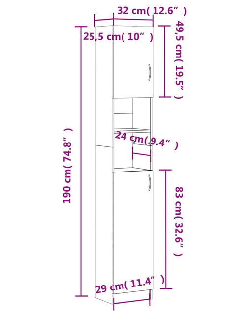 Загрузите изображение в средство просмотра галереи, Dulap de baie, stejar maro, 32x25,5x190 cm, lemn prelucrat - Lando
