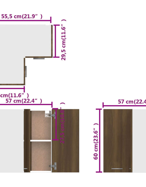 Загрузите изображение в средство просмотра галереи, Dulap de colț suspendat, stejar maro, 57x57x60 cm, lemn - Lando

