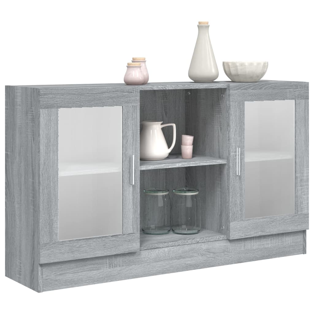 Dulap vitrină, gri sonoma, 120x30,5x70 cm, lemn prelucrat - Lando