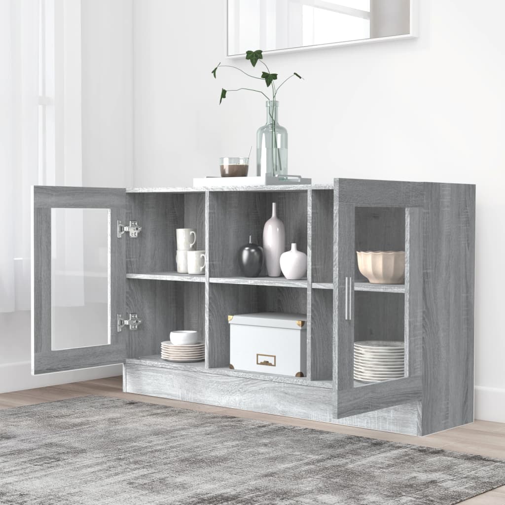 Dulap vitrină, gri sonoma, 120x30,5x70 cm, lemn prelucrat - Lando