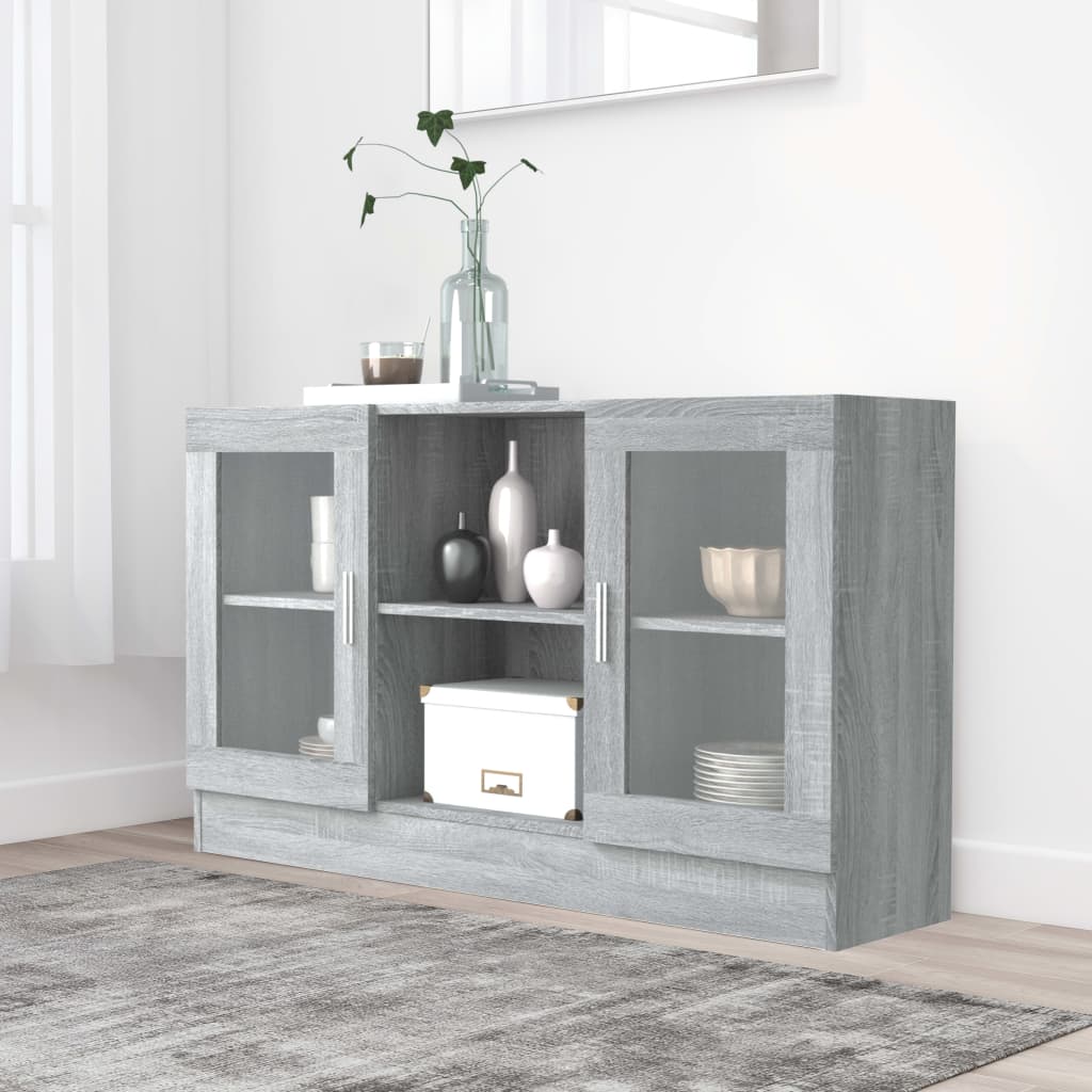 Dulap vitrină, gri sonoma, 120x30,5x70 cm, lemn prelucrat - Lando