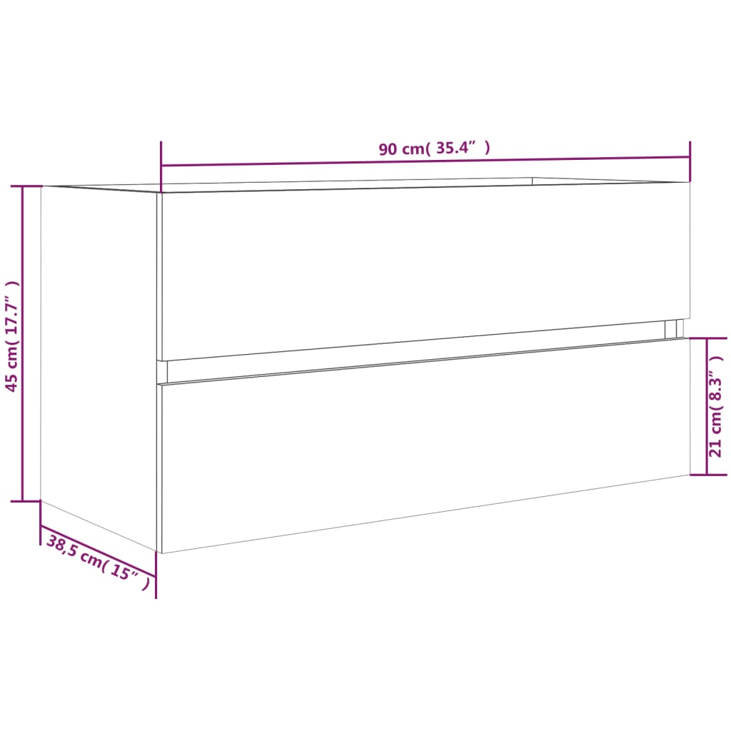 Dulap chiuvetă, stejar maro, 90x38,5x45 cm, lemn prelucrat - Lando