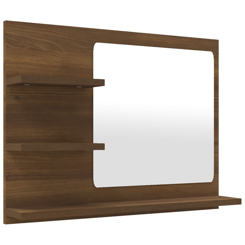 Oglindă de baie, stejar maro, 60x10,5x45 cm, lemn compozit - Lando