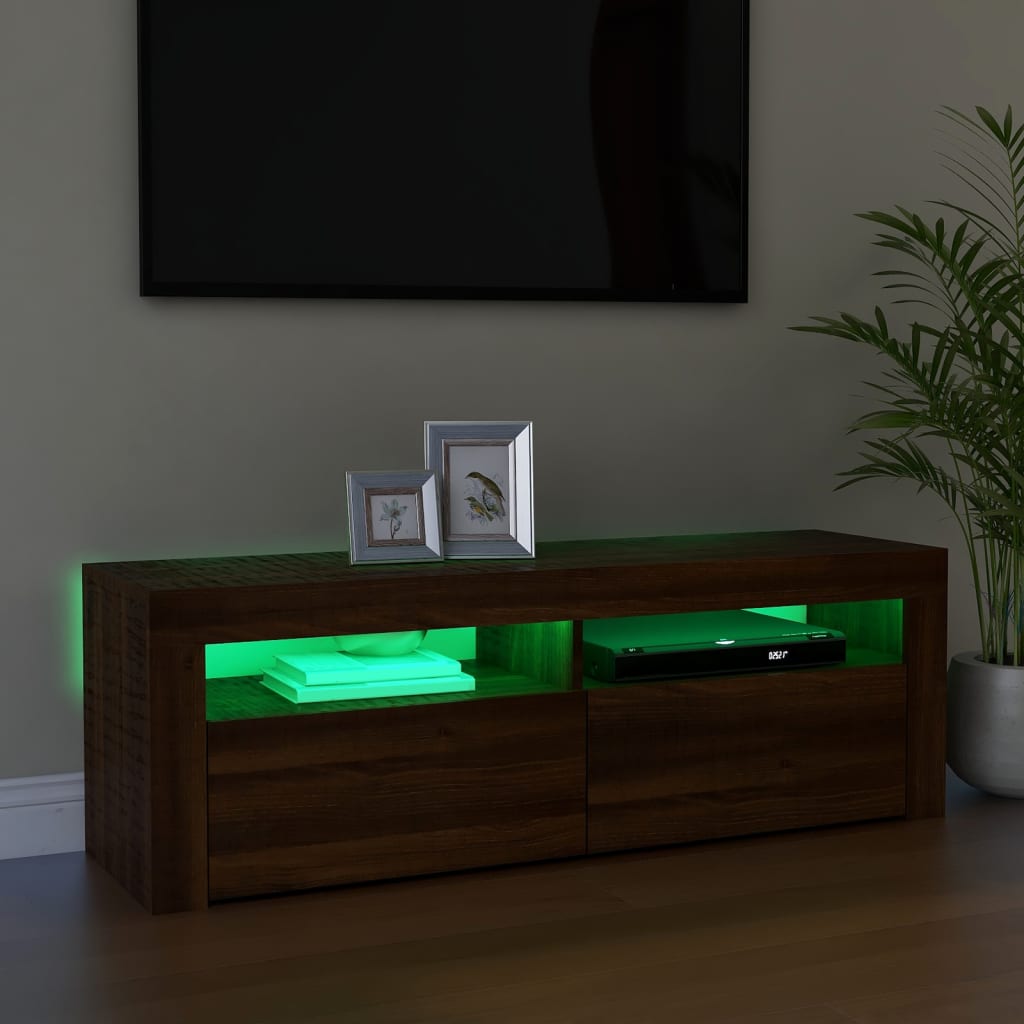Comodă TV cu lumini LED, stejar maro, 120x35x40 cm Lando - Lando