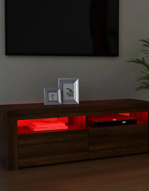 Загрузите изображение в средство просмотра галереи, Comodă TV cu lumini LED, stejar maro, 120x35x40 cm Lando - Lando
