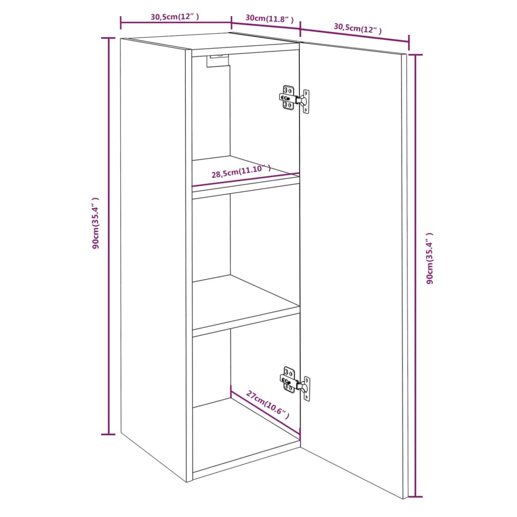 Comode TV, 2 buc., stejar maro, 30,5x30x90 cm lemn prelucrat Lando - Lando