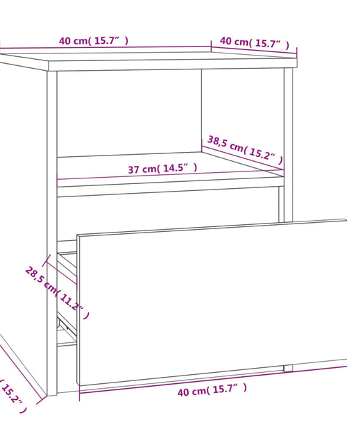 Загрузите изображение в средство просмотра галереи, Noptiere, 2 buc., stejar fumuriu, 40x40x50 cm, lemn compozit - Lando
