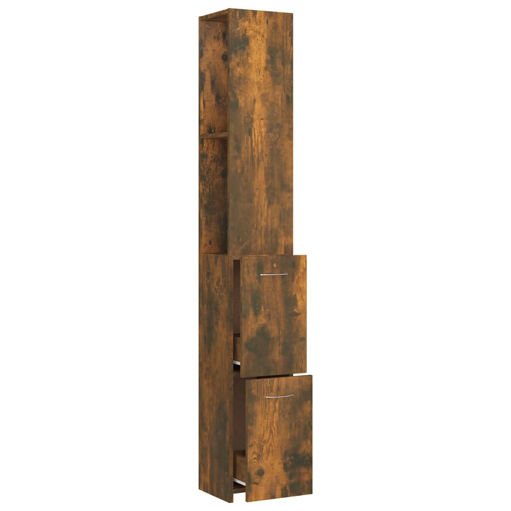 Dulap de baie, stejar afumat, 25x26,5x170 cm, lemn prelucrat - Lando