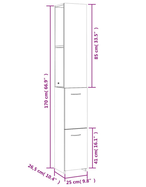 Загрузите изображение в средство просмотра галереи, Dulap de baie, stejar afumat, 25x26,5x170 cm, lemn prelucrat - Lando
