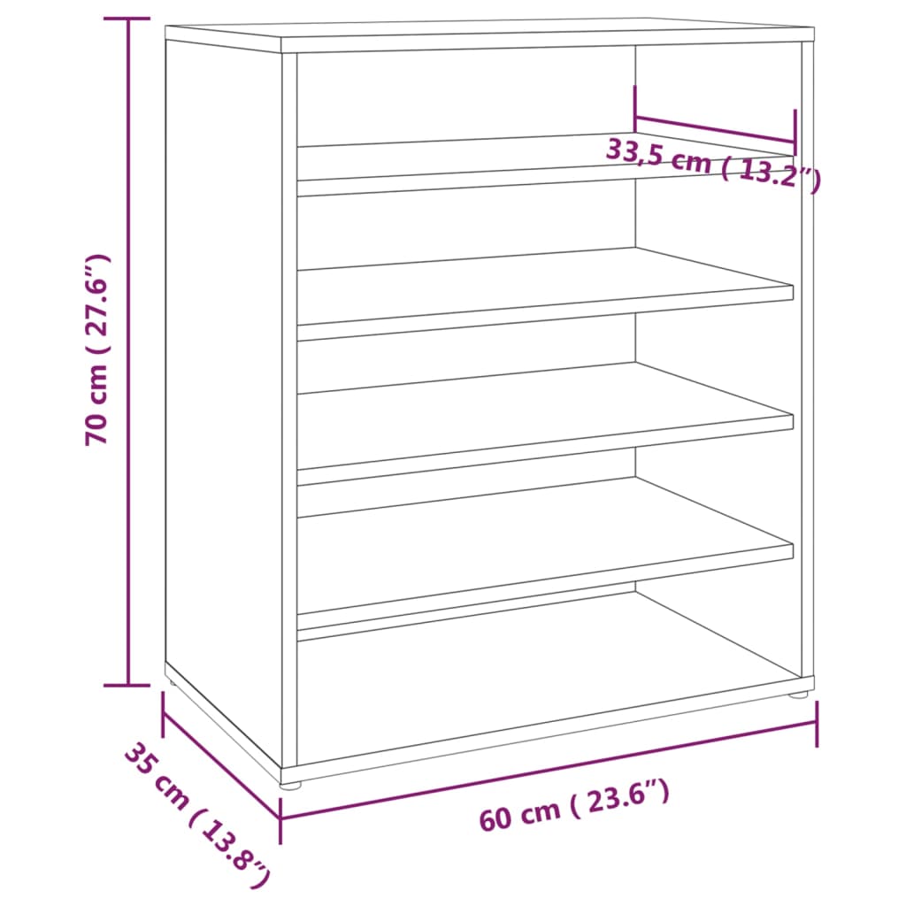 Pantofar, stejar fumuriu, 60x35x70 cm, lemn prelucrat - Lando