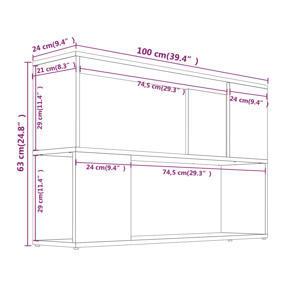 Bibliotecă, gri sonoma, 100x24x63 cm, lemn prelucrat Lando - Lando