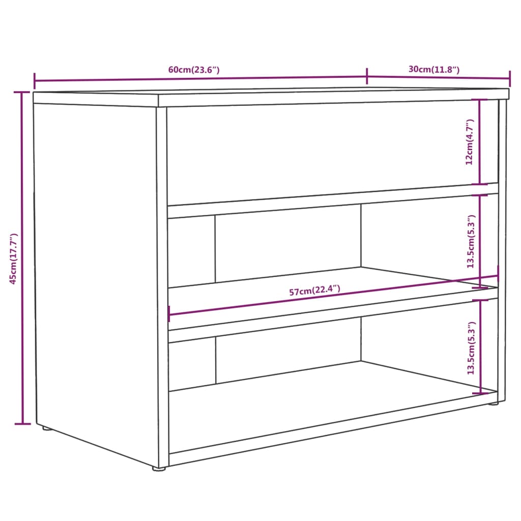 Bancă pentru pantofi stejar maro 60x30x45 cm lemn prelucrat - Lando