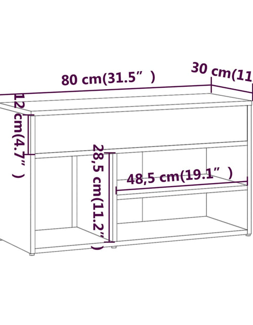 Загрузите изображение в средство просмотра галереи, Bancă pentru pantofi stejar fumuriu 80x30x45 cm lemn prelucrat - Lando
