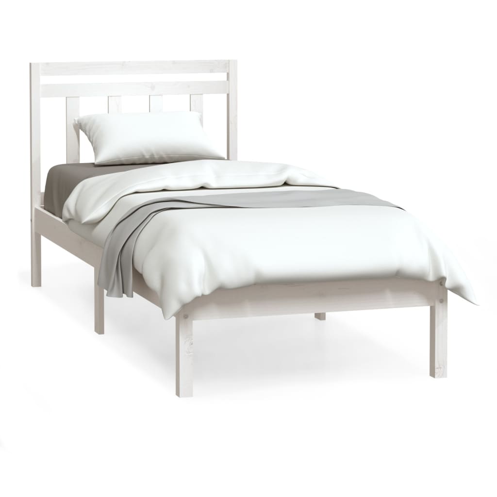 Cadru de pat pentru o persoană 3FT, alb, 90x190 cm, lemn masiv - Lando