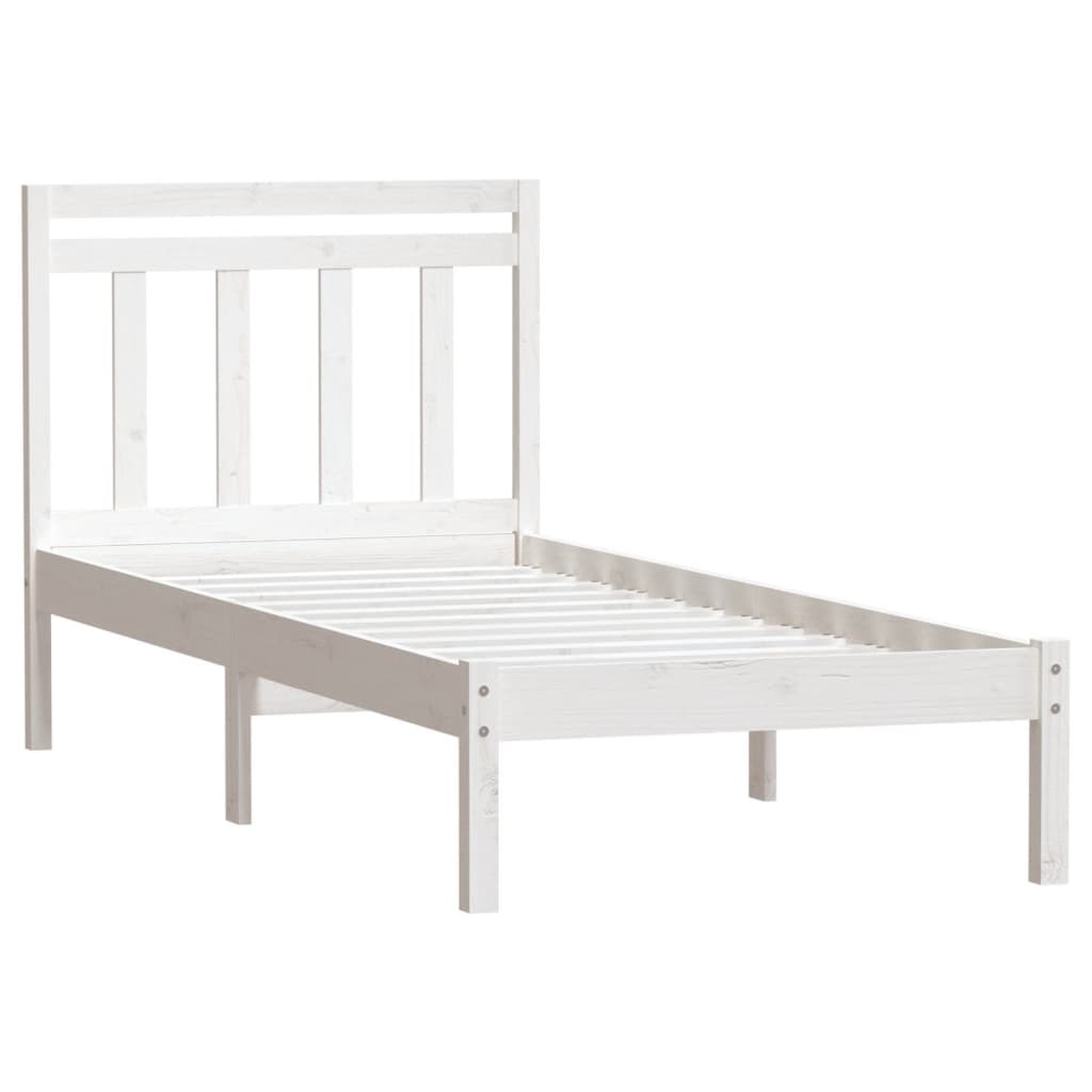 Cadru de pat pentru o persoană 3FT, alb, 90x190 cm, lemn masiv - Lando