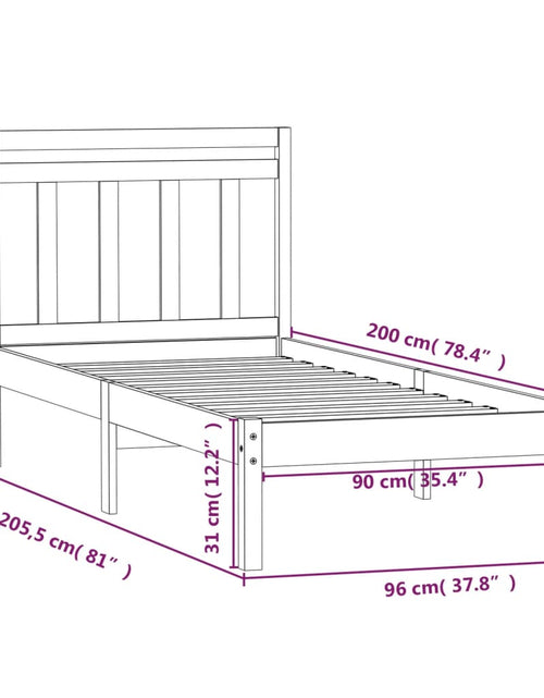 Загрузите изображение в средство просмотра галереи, Cadru de pat, alb, 90x200 cm, lemn masiv de pin - Lando
