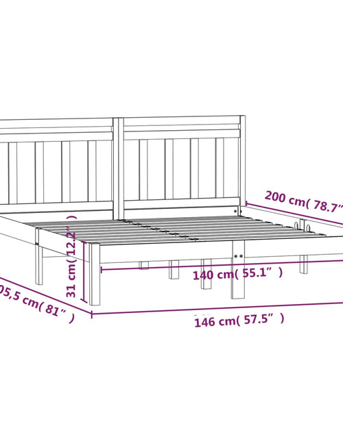 Încărcați imaginea în vizualizatorul Galerie, Cadru de pat, 140x200 cm, lemn masiv de pin - Lando
