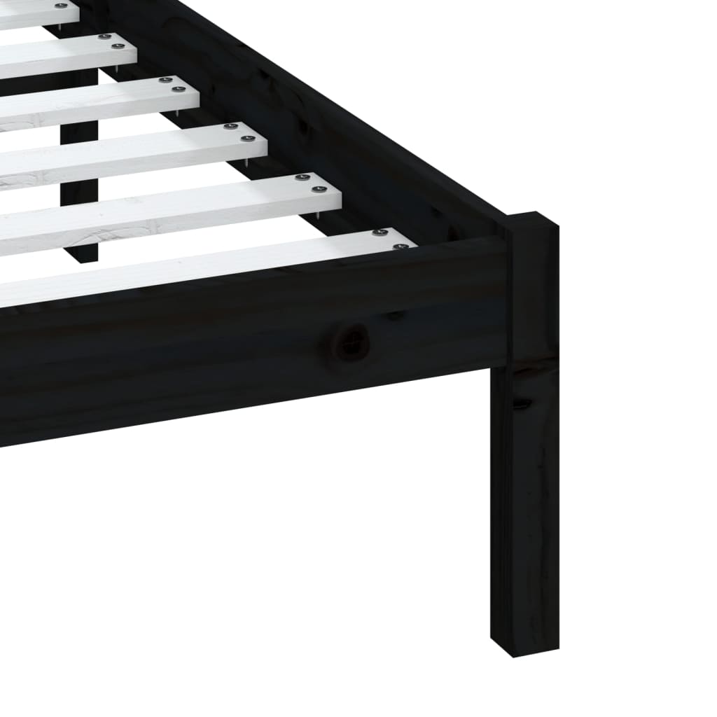 Cadru pat, negru, 140x200 cm, lemn masiv de pin - Lando