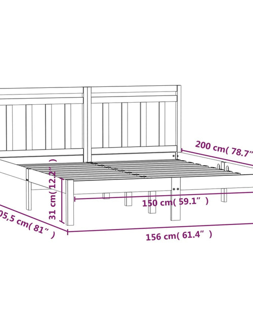 Încărcați imaginea în vizualizatorul Galerie, Cadru pat 5FT King Size, negru, 150x200 cm, lemn masiv - Lando
