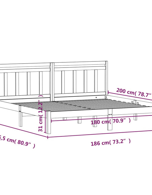 Загрузите изображение в средство просмотра галереи, Cadru de pat Super King 6FT, negru, 180x200 cm, lemn masiv - Lando
