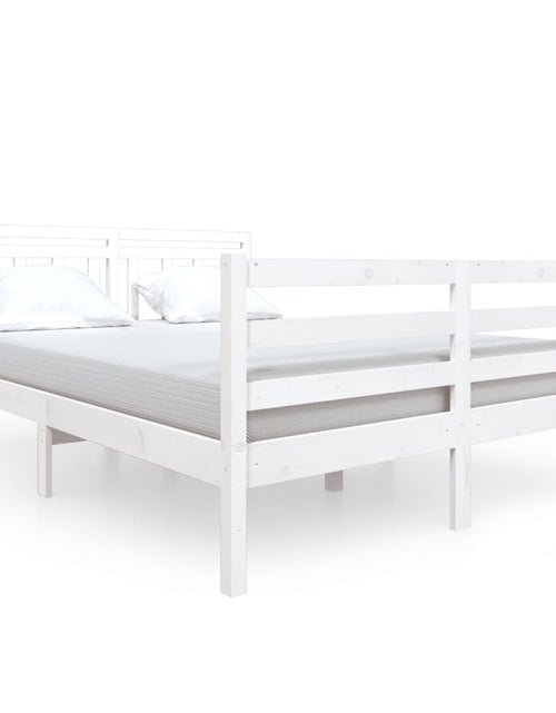 Încărcați imaginea în vizualizatorul Galerie, Cadru de pat, alb, 140x190 cm, lemn masiv - Lando
