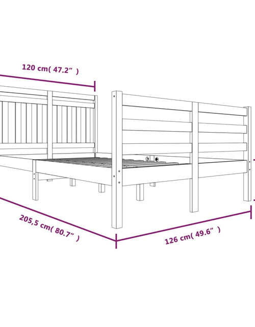 Загрузите изображение в средство просмотра галереи, Cadru de pat, negru, 120x200 cm, lemn masiv - Lando
