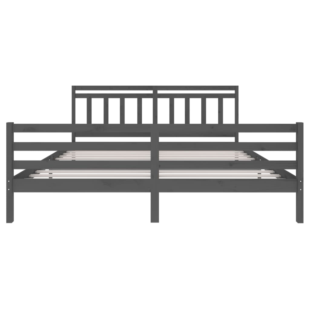 Cadru de pat, gri , 200x200 cm, lemn masiv - Lando