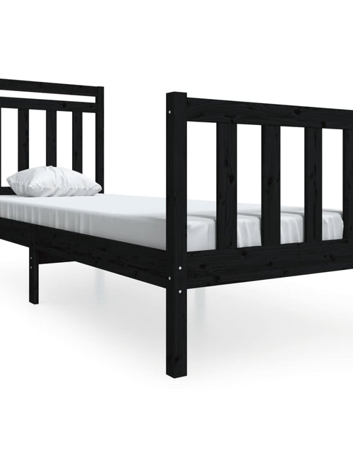 Încărcați imaginea în vizualizatorul Galerie, Cadru de pat Small Single 2FT6, negru, 75x190 cm lemn masiv - Lando
