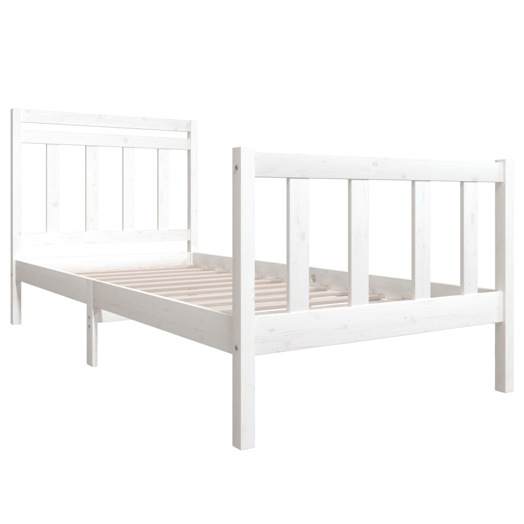 Cadru de pat pentru o persoană 3FT6, alb, 90x190 cm, lemn masiv - Lando