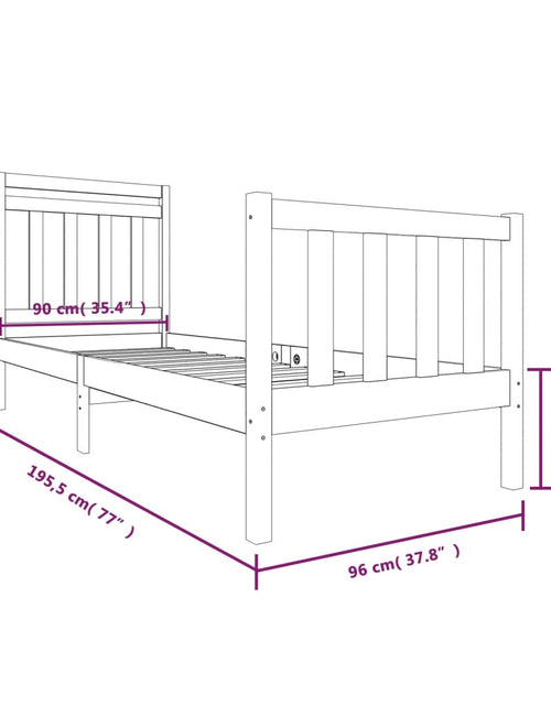 Încărcați imaginea în vizualizatorul Galerie, Cadru de pat pentru o persoană 3FT6, alb, 90x190 cm, lemn masiv - Lando
