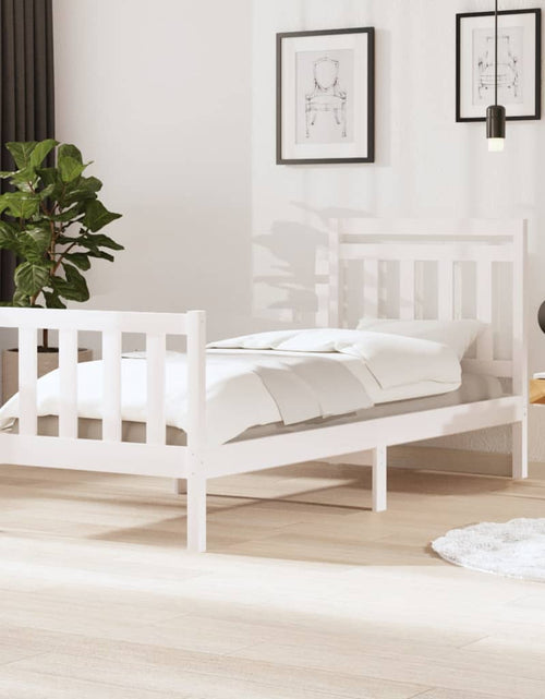 Încărcați imaginea în vizualizatorul Galerie, Cadru de pat pentru o persoană 3FT6, alb, 90x190 cm, lemn masiv - Lando

