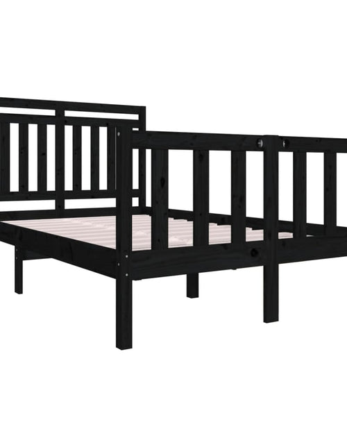 Загрузите изображение в средство просмотра галереи, Cadru de pat Small Double 4FT, negru, 120x190 cm, lemn masiv - Lando
