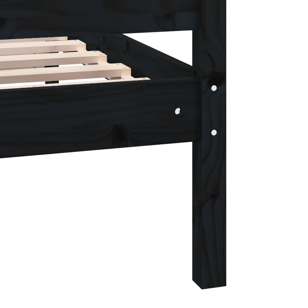 Cadru de pat Small Double 4FT, negru, 120x190 cm, lemn masiv - Lando