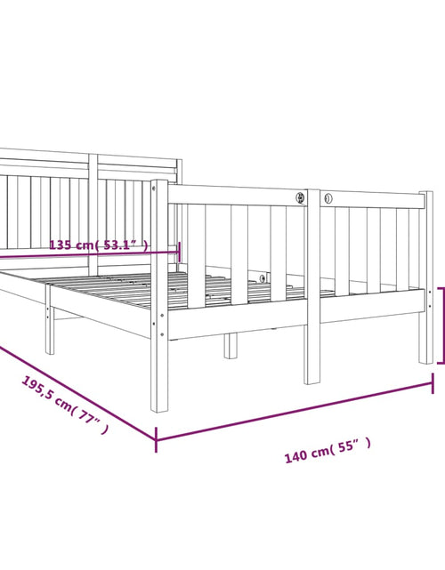 Загрузите изображение в средство просмотра галереи, Cadru de pat dublu 4FT6, 135x190 cm, lemn masiv - Lando

