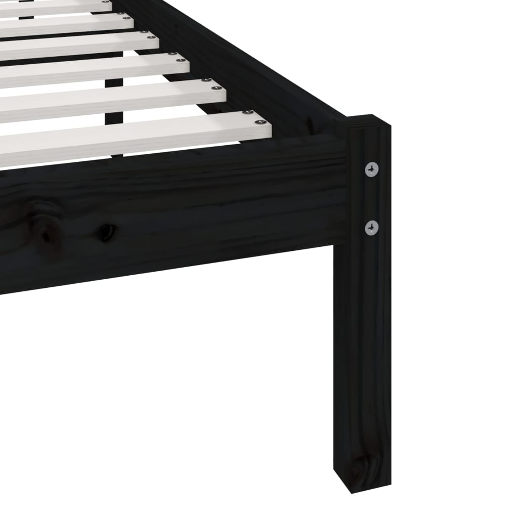 Cadru de pat, negru, 120x190 cm, mic, dublu, lemn masiv de pin - Lando
