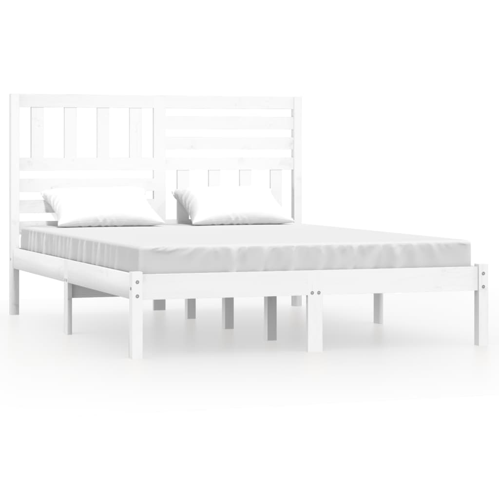Cadru pat, alb, 140x200 cm,lemn masiv de pin - Lando