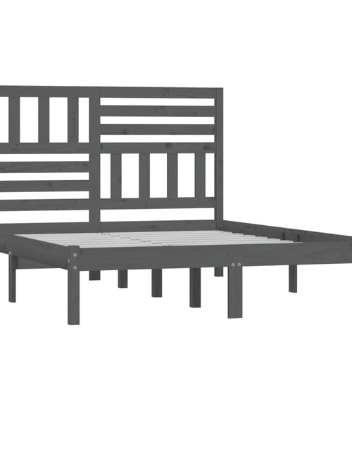 Încărcați imaginea în vizualizatorul Galerie, Cadru de pat 5FT King Size, gri, 150x200 cm, lemn masiv de pin - Lando
