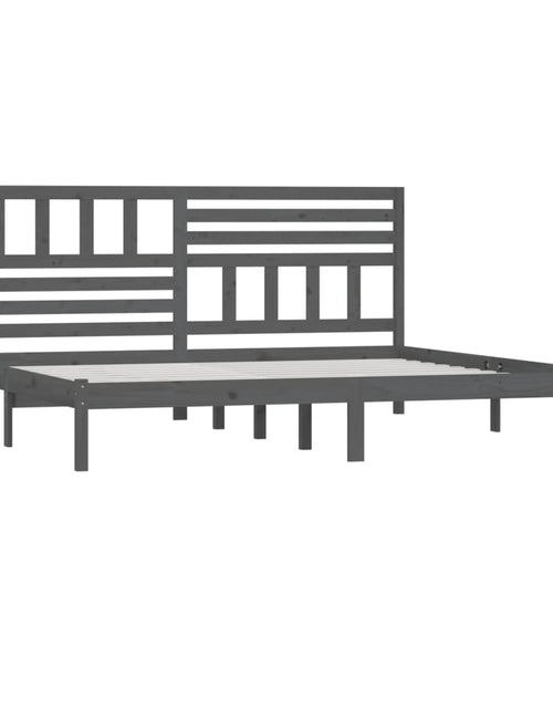 Încărcați imaginea în vizualizatorul Galerie, Cadru de pat, gri, 200 x 200 cm, lemn masiv de pin - Lando
