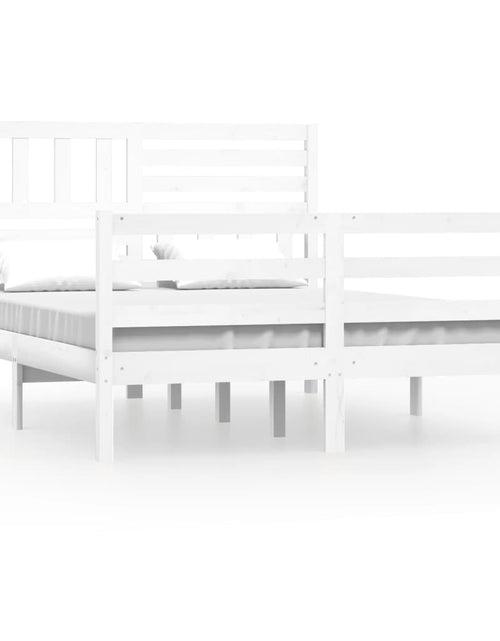 Încărcați imaginea în vizualizatorul Galerie, Cadru de pat Small Double 4FT, alb, 120x190 cm, lemn masiv - Lando
