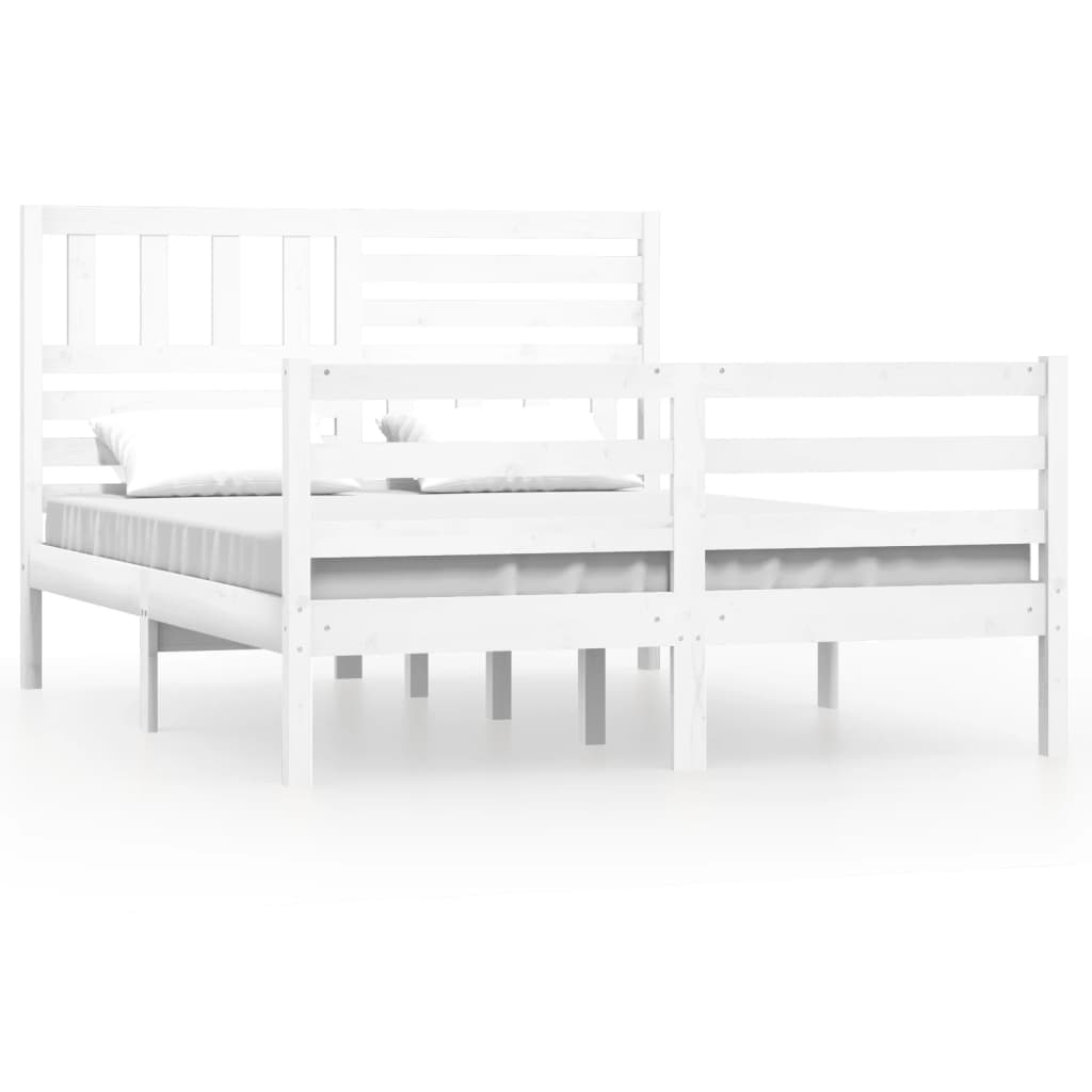 Cadru de pat Small Double 4FT, alb, 120x190 cm, lemn masiv - Lando